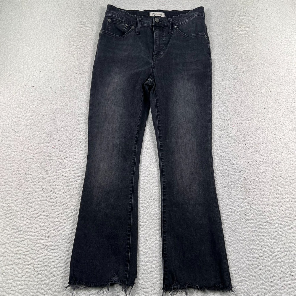 Madewell Jeans Womens 28 Cali Demi Boot Crop Berkley Chewed Hem Denim Black